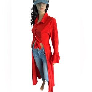 Chicme Red Blouse with Buttons